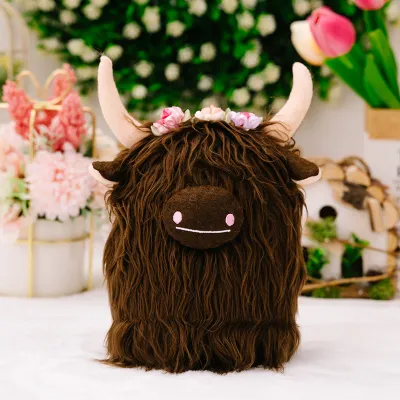 Simulation Scottish Highland Yak Plush Doll Soft Polyester Cute Dwarf Stuffed Animal Kids Toys