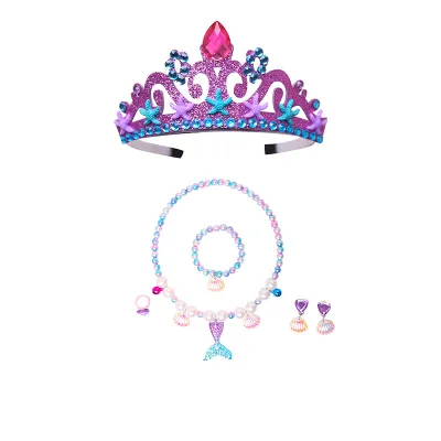 Kids Baby Fashion Crown Mermaid Rhinestone Headband Set for Girls