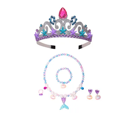 Kids Baby Fashion Crown Mermaid Rhinestone Headband Set for Girls