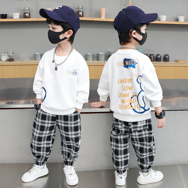 Kids Sport Suit Set Sweatshirt And Pants Outfit For Spring