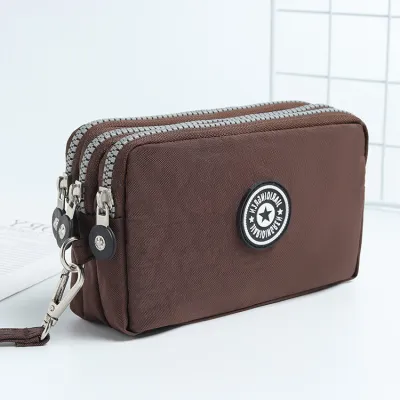 Women Fashion Casual Solid Color Zipper Nylon Wallets