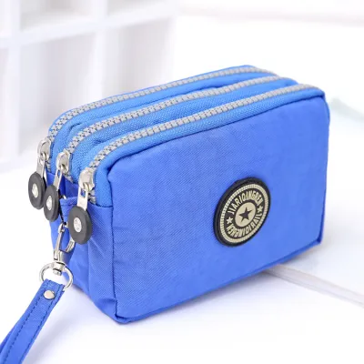 Women Fashion Casual Solid Color Zipper Nylon Wallets