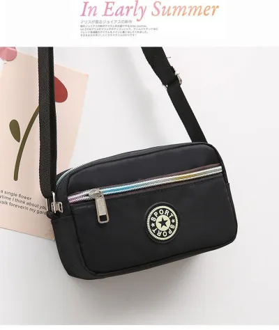 Women Fashion Casual Floral Printed Zipper Crossbody Nylon Small Square Bags