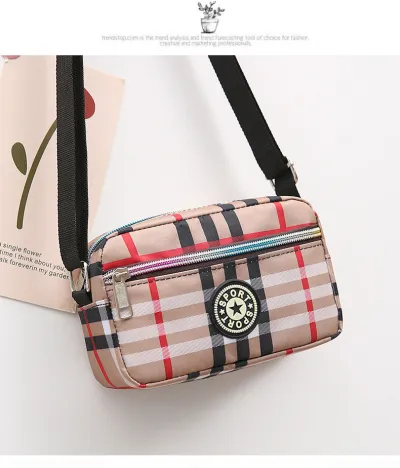 Women Fashion Casual Floral Printed Zipper Crossbody Nylon Small Square Bags
