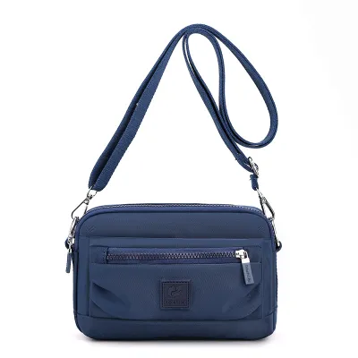 Women Casual Solid Color Zipper Crossbody Nylon Waterproof Bags