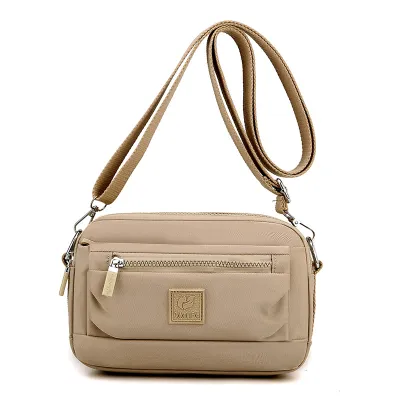 Women Casual Solid Color Zipper Crossbody Nylon Waterproof Bags