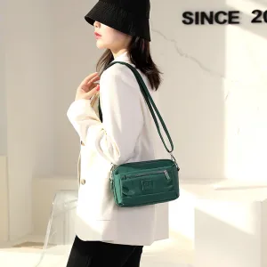 Women Casual Solid Color Zipper Crossbody Nylon Waterproof Bags