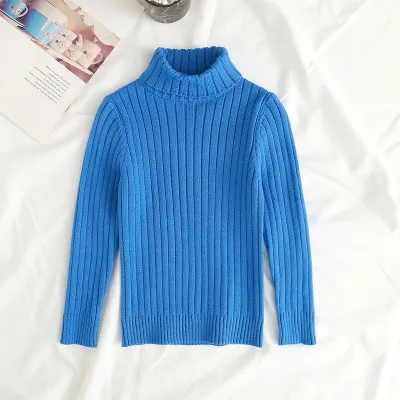 Kids Boys Clothing(3-14T) Casual Basic Long Sleeve Turtleneck Solid Color Knitted Thicken Acrylic Pullover Sweater Top