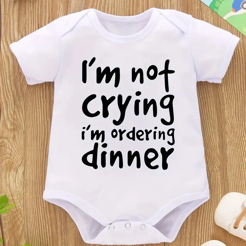 Toddlers Newborn Baby Boys Girls Casual Short Sleeve Funny Letter Print Bodysuit