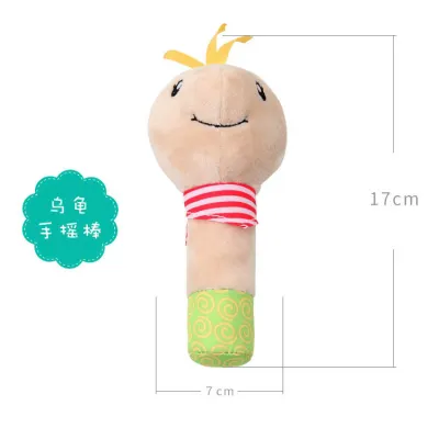 Cute Cartoon Animal Hand Rocking Stick Plush Baby Toy for Sensory Development and Parent-Child Interaction