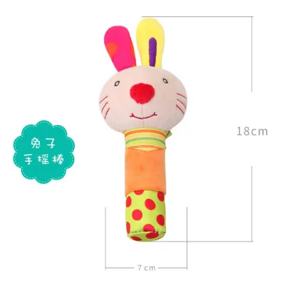 Cute Cartoon Animal Hand Rocking Stick Plush Baby Toy for Sensory Development and Parent-Child Interaction