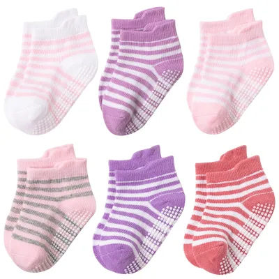 Toddlers Newborn Baby Fashion Boys Girls Casual Non-Slip Cotton Socks 6pairs Set