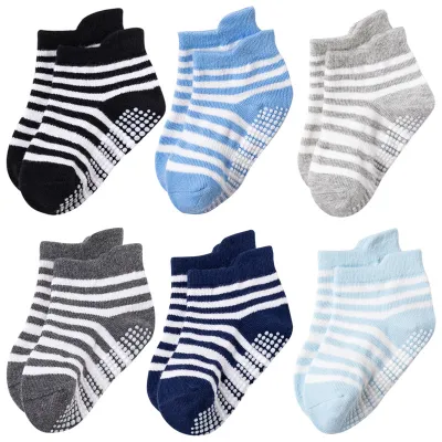 Toddlers Newborn Baby Fashion Boys Girls Casual Non-Slip Cotton Socks 6pairs Set