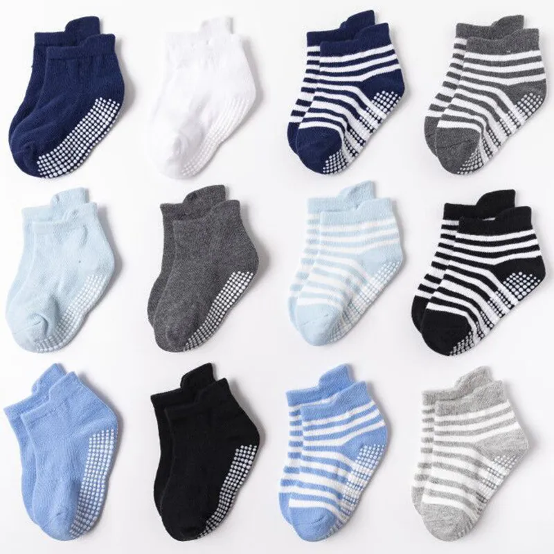 Toddlers Newborn Baby Fashion Boys Girls Casual Non-Slip Cotton Socks 6pairs Set