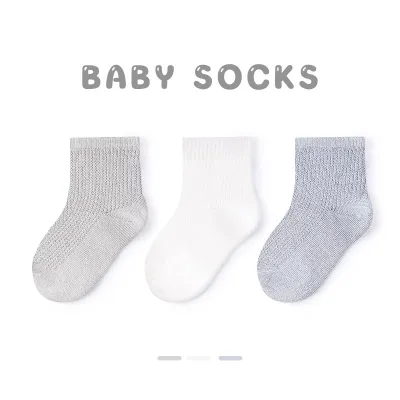 Toddlers Newborn Baby Fashion Boys Girls Casual Thin Socks 3pairs Set Solid Color Short Barrel