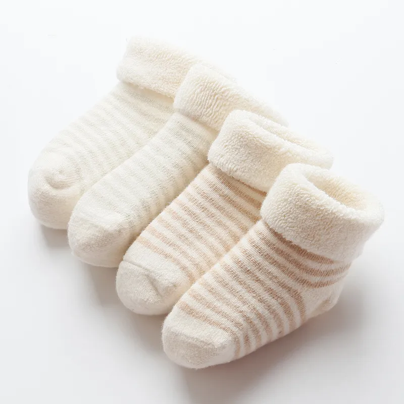 Toddlers Newborn Baby Fashion Boys Girls Casual Thickened Striped Cotton Socks