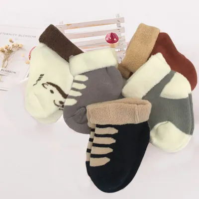 Toddlers Newborn Baby Fashion Boys Girls Casual Polka Dot Thickened Cotton Socks 5pairs Set