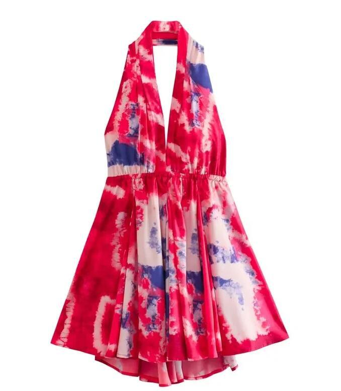 Wholesale Women Fashion Vintage Tie Dye Print Halter Neck