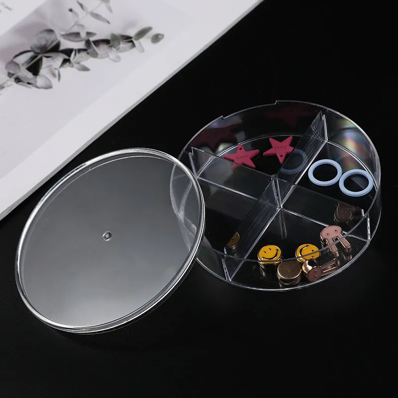 Transparent Plastic 4 Compartment Jewelry Storage Box With Cover Simple Style