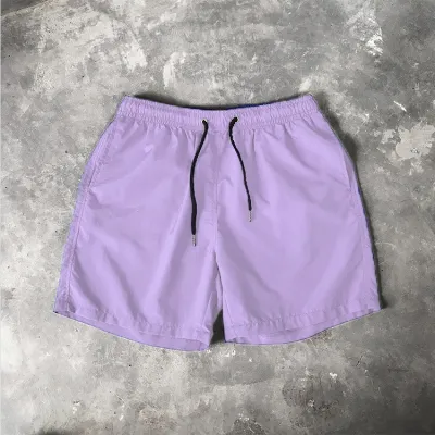 Men Casual Candy Color Mid Waist Sports Shorts