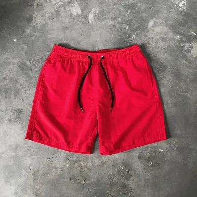 Men Casual Candy Color Mid Waist Sports Shorts