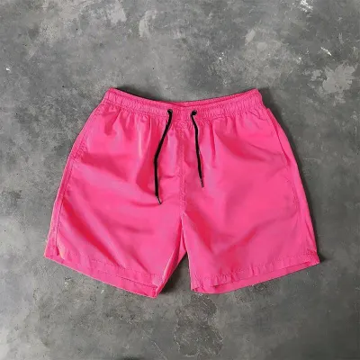 Men Casual Candy Color Mid Waist Sports Shorts