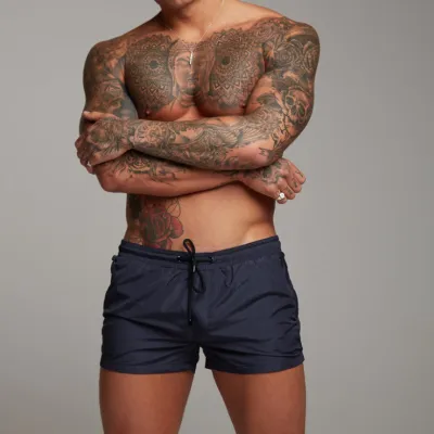 Men Casual Lace-Up Solid Color Quick-Drying Beach Shorts
