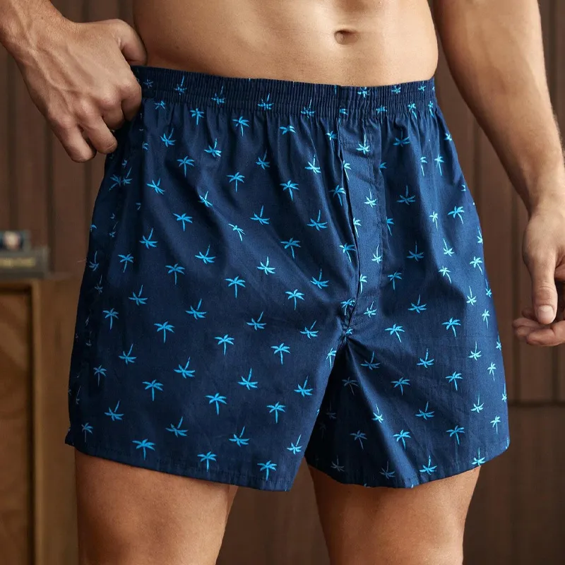 Men Fashion Printed Loose Breathable Cotton Beach Shorts