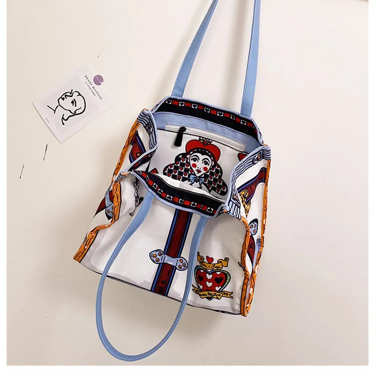 Wholesale Women Fashion Casual Large Capacity Printed Shoulder Canvas Tote  Bag