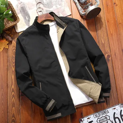 Men Casual Reversible Stand Collar Zipper Loose Fit Thicken Jacket