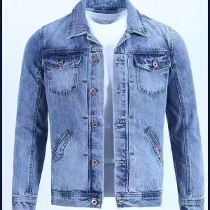 Men Retro Multi Pocket Slim Denim Jacket Casual Lapel Long Sleeve Solid