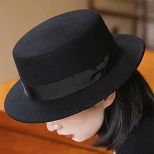 Vintage Fashion Wool Felt Black Top Hat