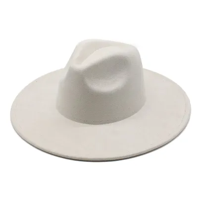 Retro Suede Heart Top Jazz Hat With Wide Brim