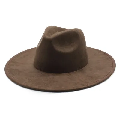 Retro Suede Heart Top Jazz Hat With Wide Brim