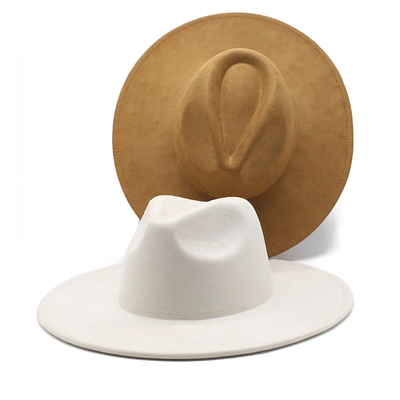 Retro Suede Heart Top Jazz Hat With Wide Brim