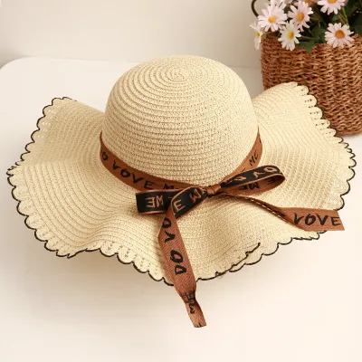 Women Fashion Wavy Edge Outdoor Travel Vacation Big Brim Sun Hat