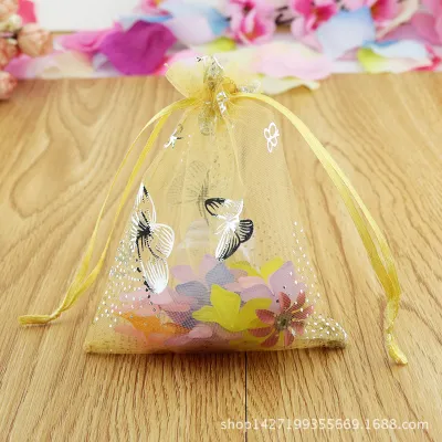 Fashion Butterfly Print Ornament Candy Packaging Mesh Organza Bag
