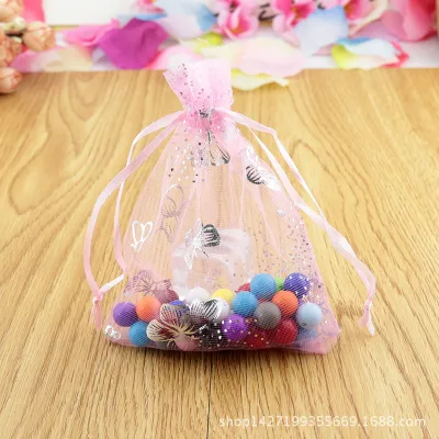 Fashion Butterfly Print Ornament Candy Packaging Mesh Organza Bag