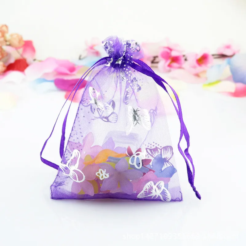 Fashion Butterfly Print Ornament Candy Packaging Mesh Organza Bag