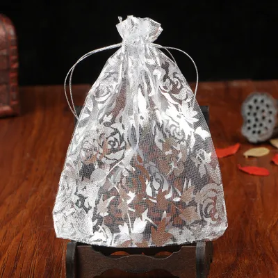 Fashion Floral Print Organza Jewelry Candy Mesh Packaging Bag