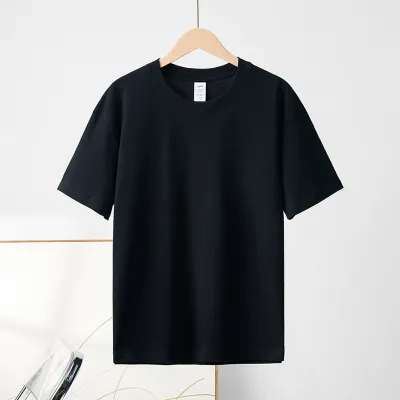 Women Casual Basic Summer Solid Color Crew Neck 230gsm 100% Cotton Short Sleeve T-Shirt