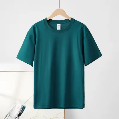 Women Casual Basic Summer Solid Color Crew Neck 230gsm 100% Cotton Short Sleeve T-Shirt