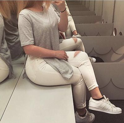 Wholesale Casual Women Fashion Side-Slit Short Sleeve Solid