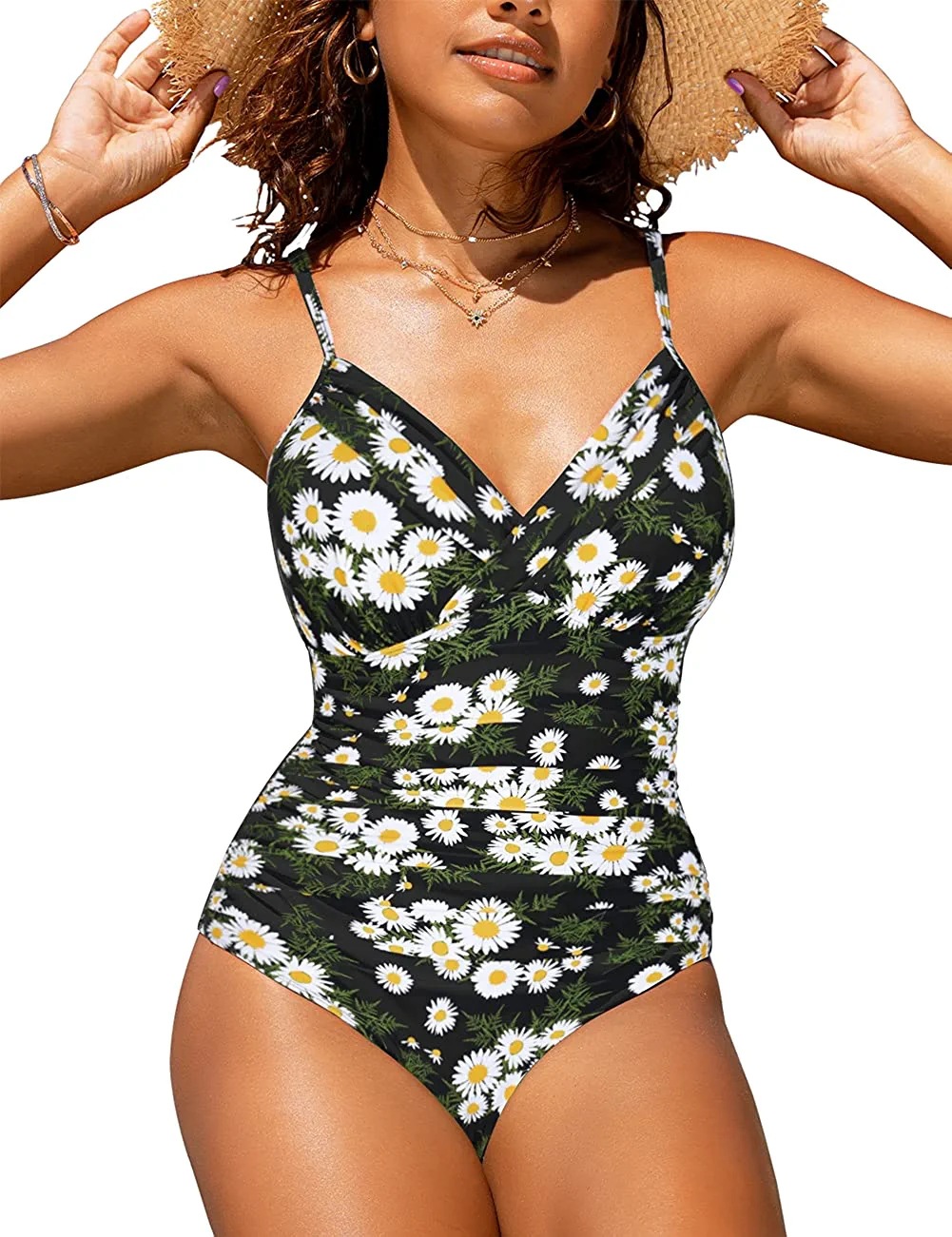 Wholesale Women Summer Vacation Solid Color V Neck One-Piece