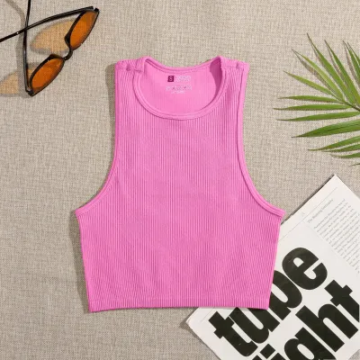 Women Quick-Drying Sleeveless High Waist Yoga Crop Tank Top