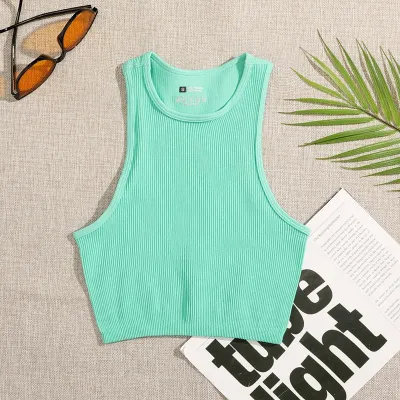 Women Quick-Drying Sleeveless High Waist Yoga Crop Tank Top