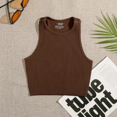 Women Quick-Drying Sleeveless High Waist Yoga Crop Tank Top