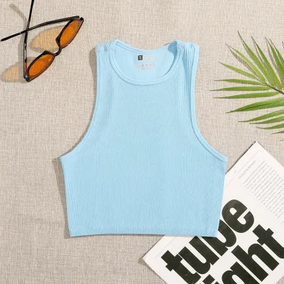 Women Quick-Drying Sleeveless High Waist Yoga Crop Tank Top