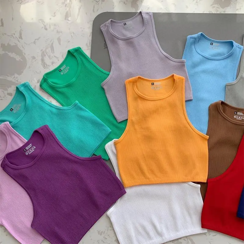 Women Quick-Drying Sleeveless High Waist Yoga Crop Tank Top