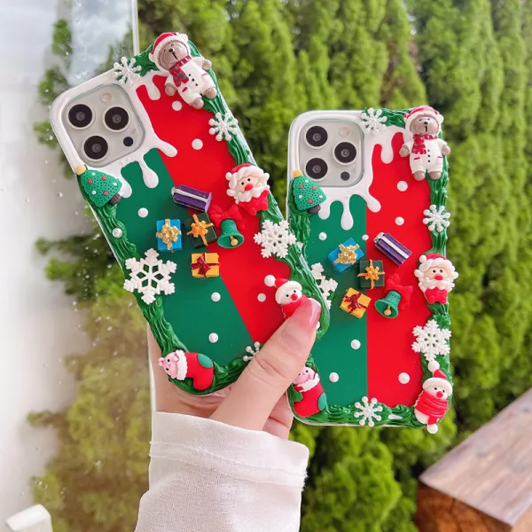 Fashion Cream Glue Three-Dimensional Christmas Tree Phone Case